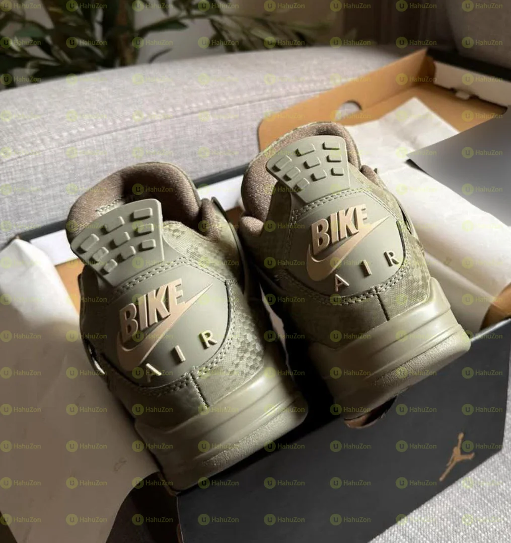 Air Jordan 4 Retro x Nigel Sylvester Bike Snakeskin Mamba ARMY GREEN Men's Shoes