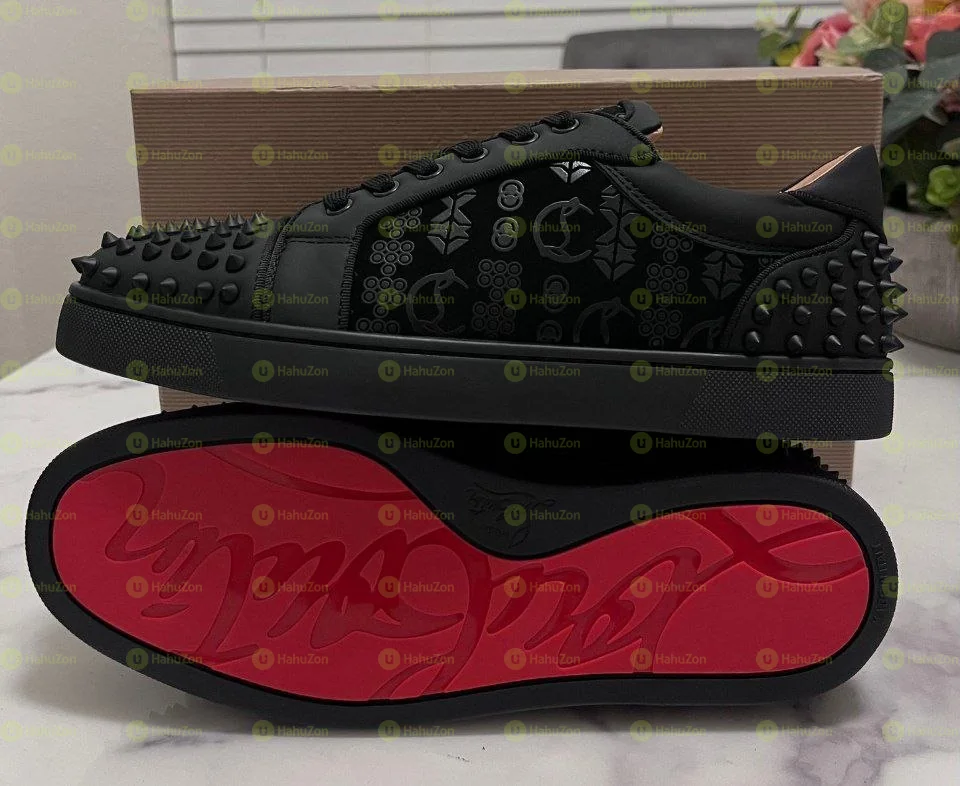 CHRISTIAN LOUBOUTIN x Louis Jr Spikes Triple Black Men's Shoes