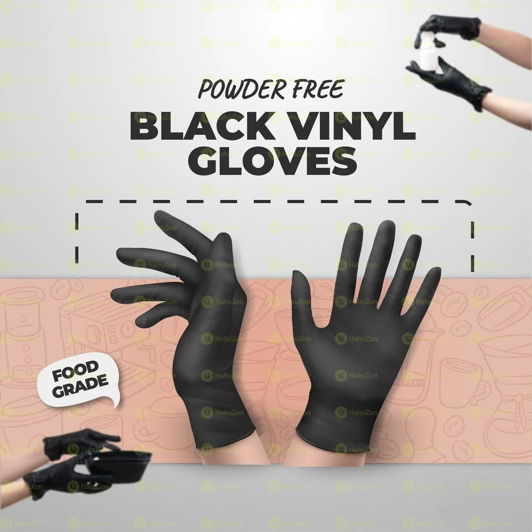 Disposable Black Vinyl Multi-Purpose Gloves