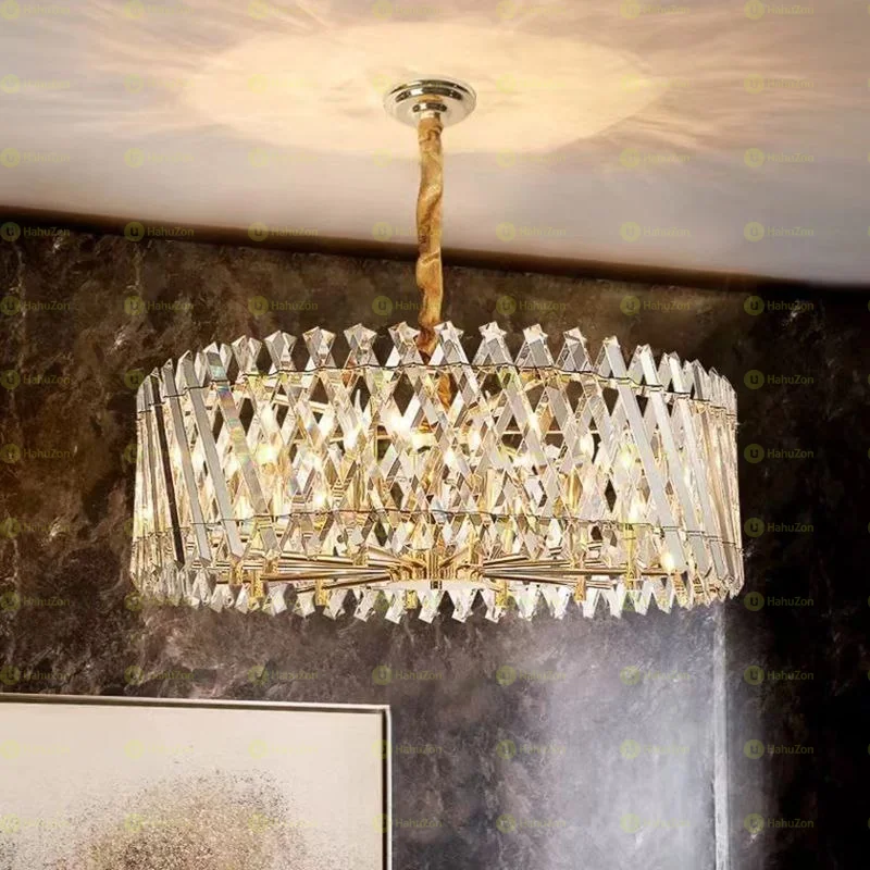 Crystal Chandelier Elegant Ceiling Gold Lamp
