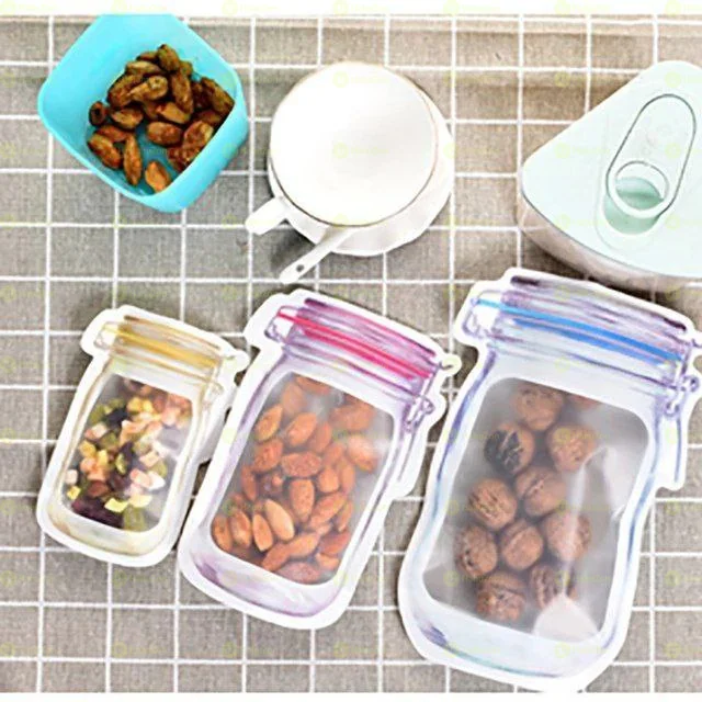 3pcs Reusable Plastic Mason Jar Bottles Bags