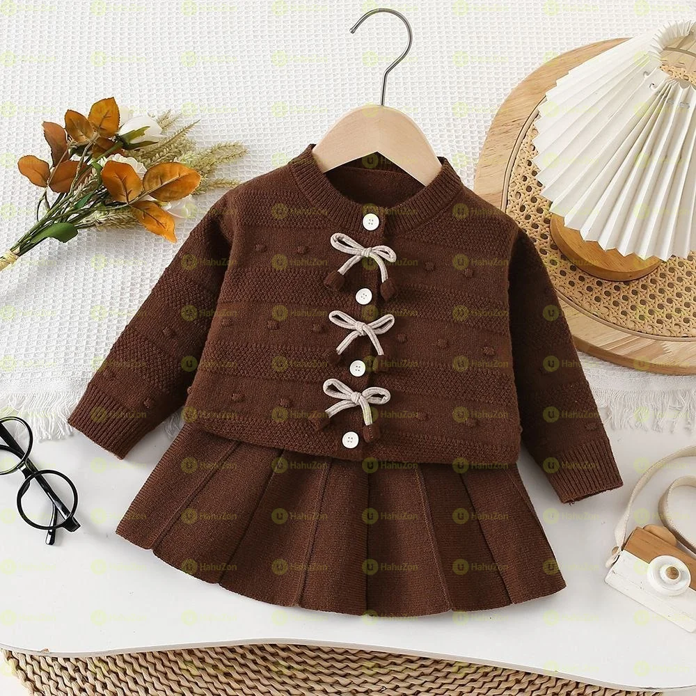 Girls Two Piece Sweater Top and Skirt Set