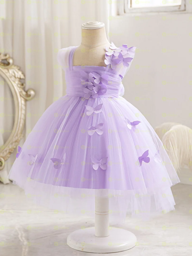 3D Butterfly Mesh Flower Party Dress