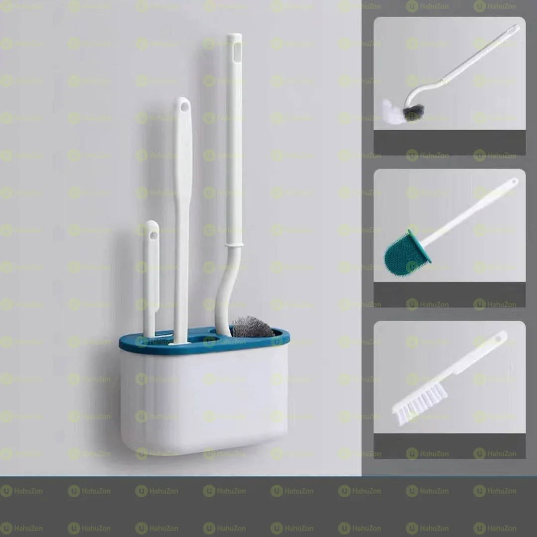 3 in 1 Factory Detachable Handle Toilet Cleaning Brush Set