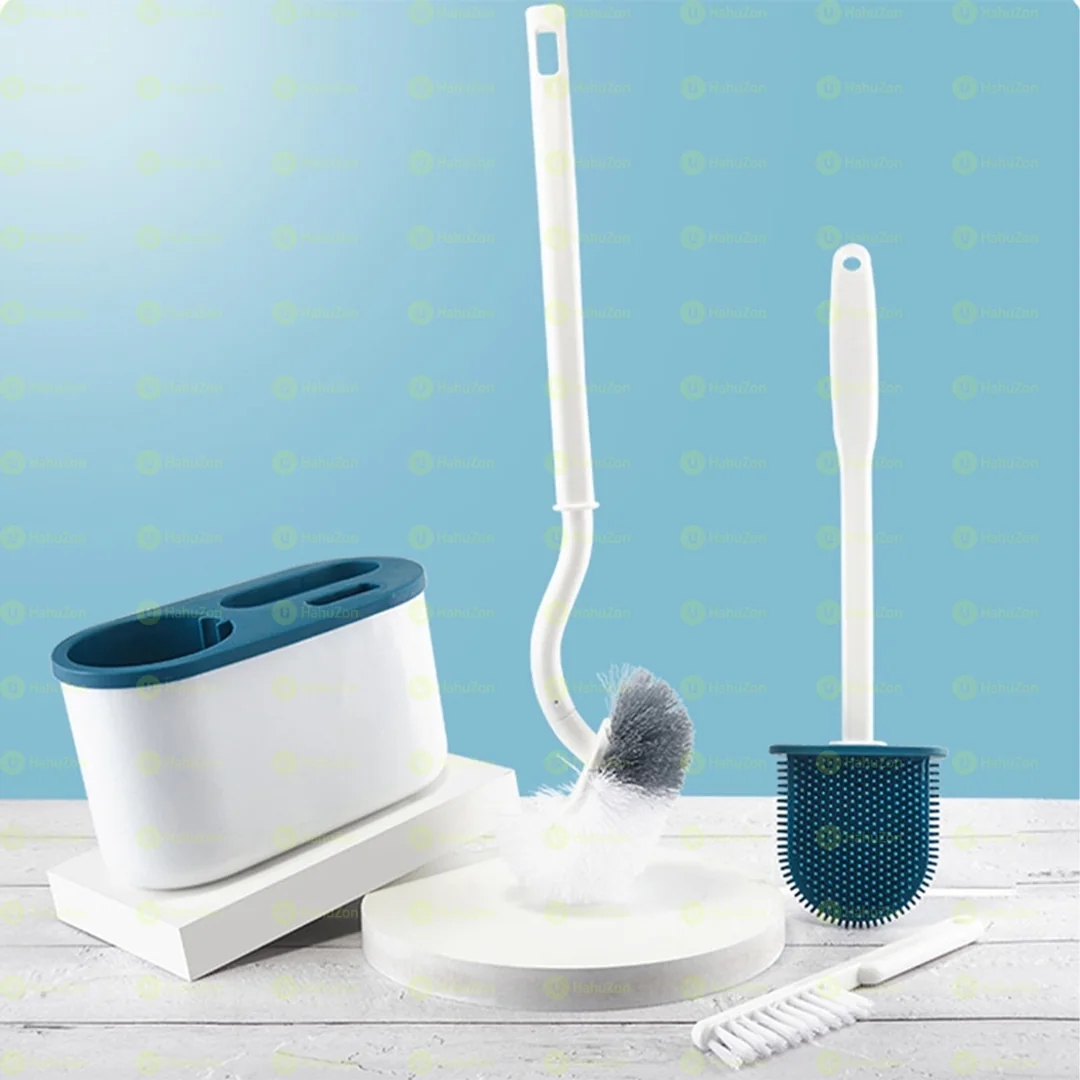 Wall-Mounted 3in1 Toilet Cleaning Brush With Brush Holder